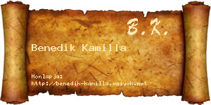 Benedik Kamilla névjegykártya